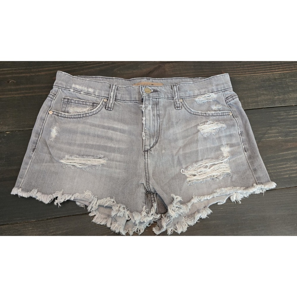 Retro Y2K Joe's Jeans Gabrielle Distressed Grey Jeans Cut Off Shorts Size 28 - Picture 2 of 11